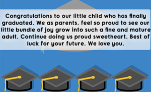 Congratulations to son on graduation